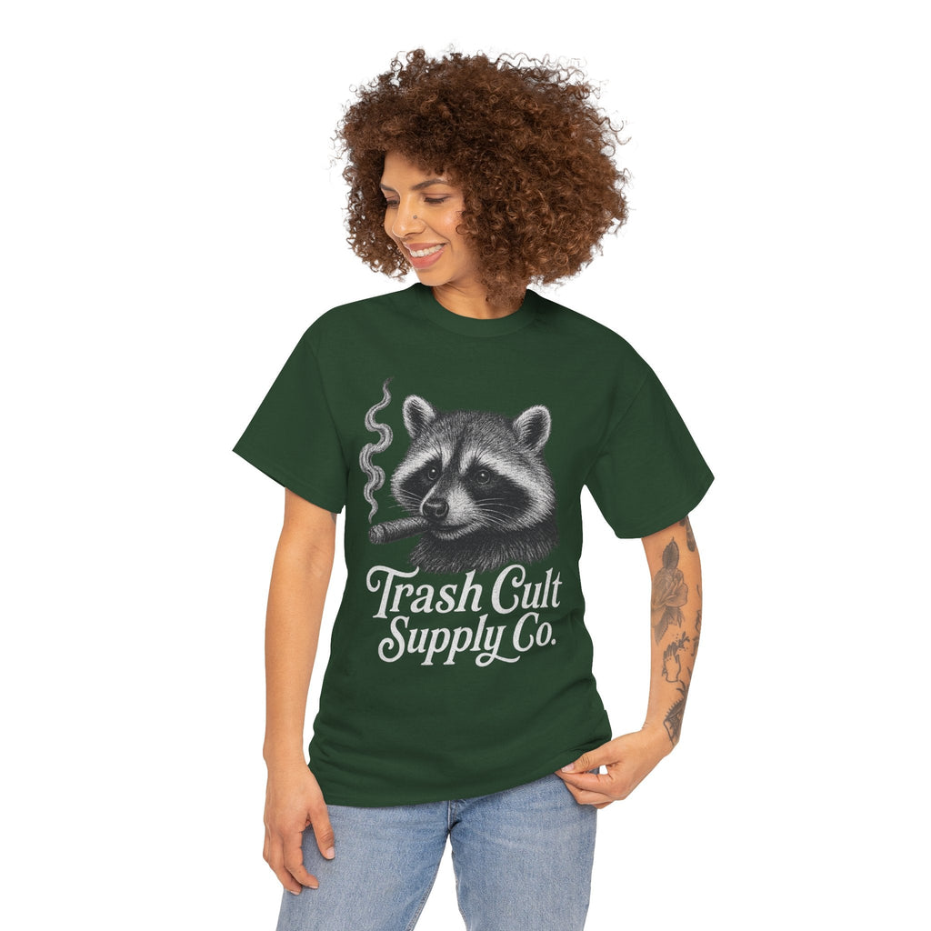 Monochrome Raccoon Cigar Shirt – Trash Cult Supply Co. | Gildan 5000 Tee