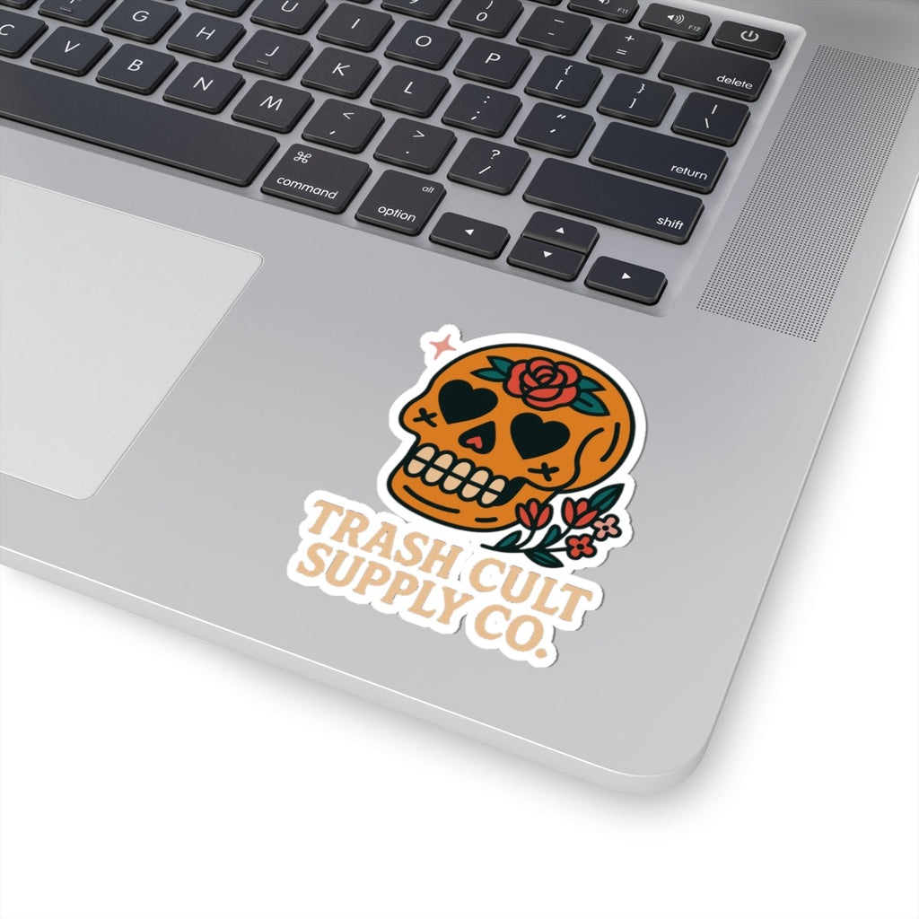 Eye-Catching Kiss-Cut Stickers for Unique Decor, Laptop, Water Bottles, Gifts, Trash Cult Supply Co. Skull Design