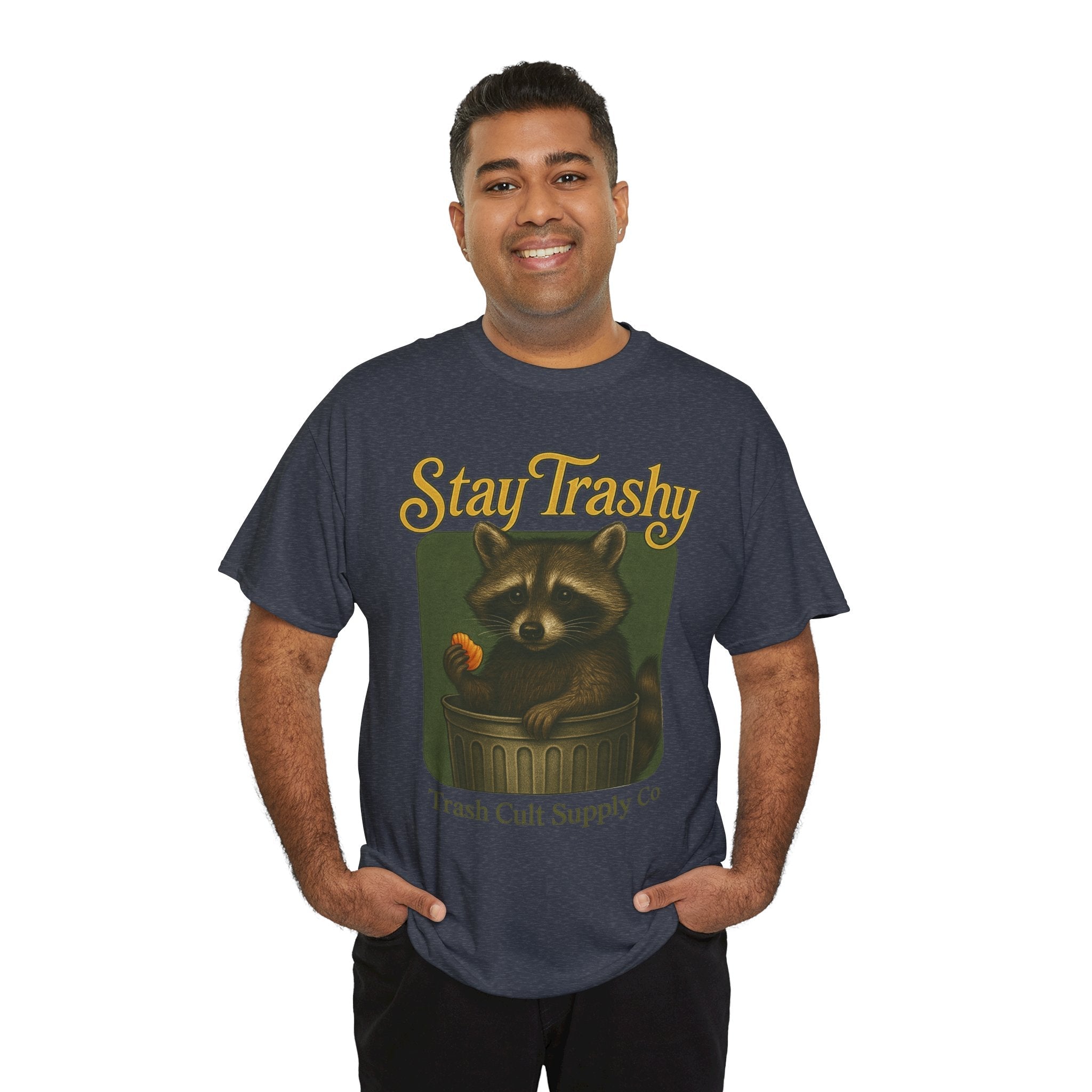 Stay Trashy Raccoon T-Shirt – Vintage-Style Cute Trash Panda | Trash Cult Supply Co | Gildan 5000