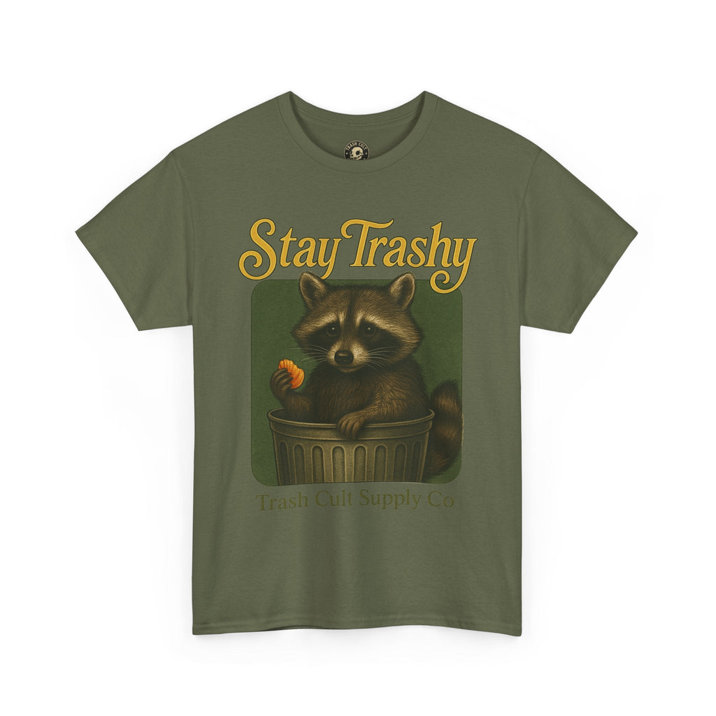 Stay Trashy Raccoon T-Shirt – Vintage-Style Cute Trash Panda | Trash Cult Supply Co | Gildan 5000