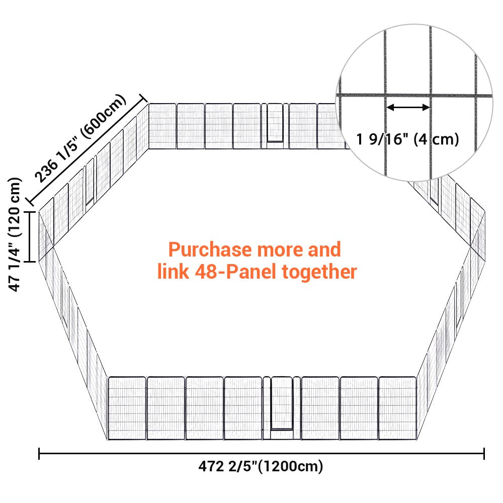 Yescom Heavy Duty Dog Playpen 48" Tall 48-Panel Puppy Pen Metal