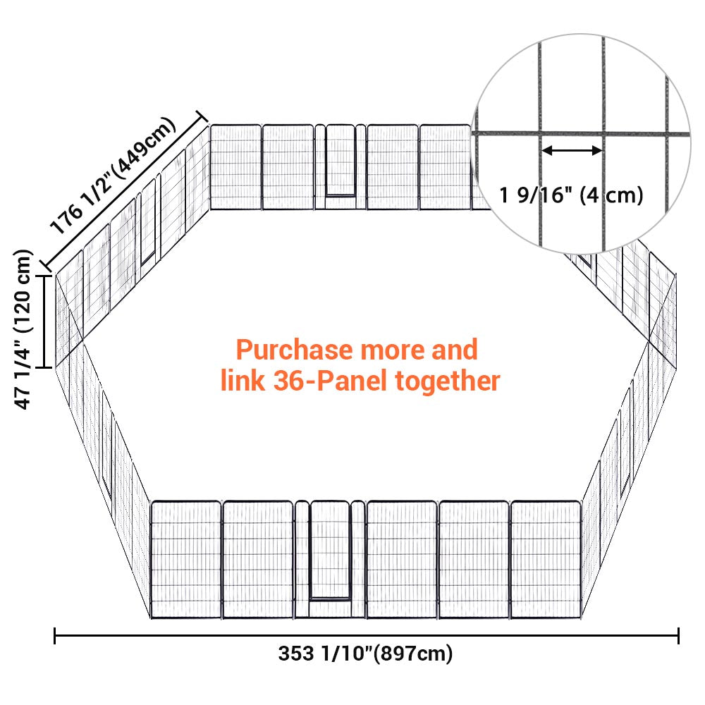 Yescom Heavy Duty Dog Playpen 48" Tall 6-Panel Puppy Pen Metal