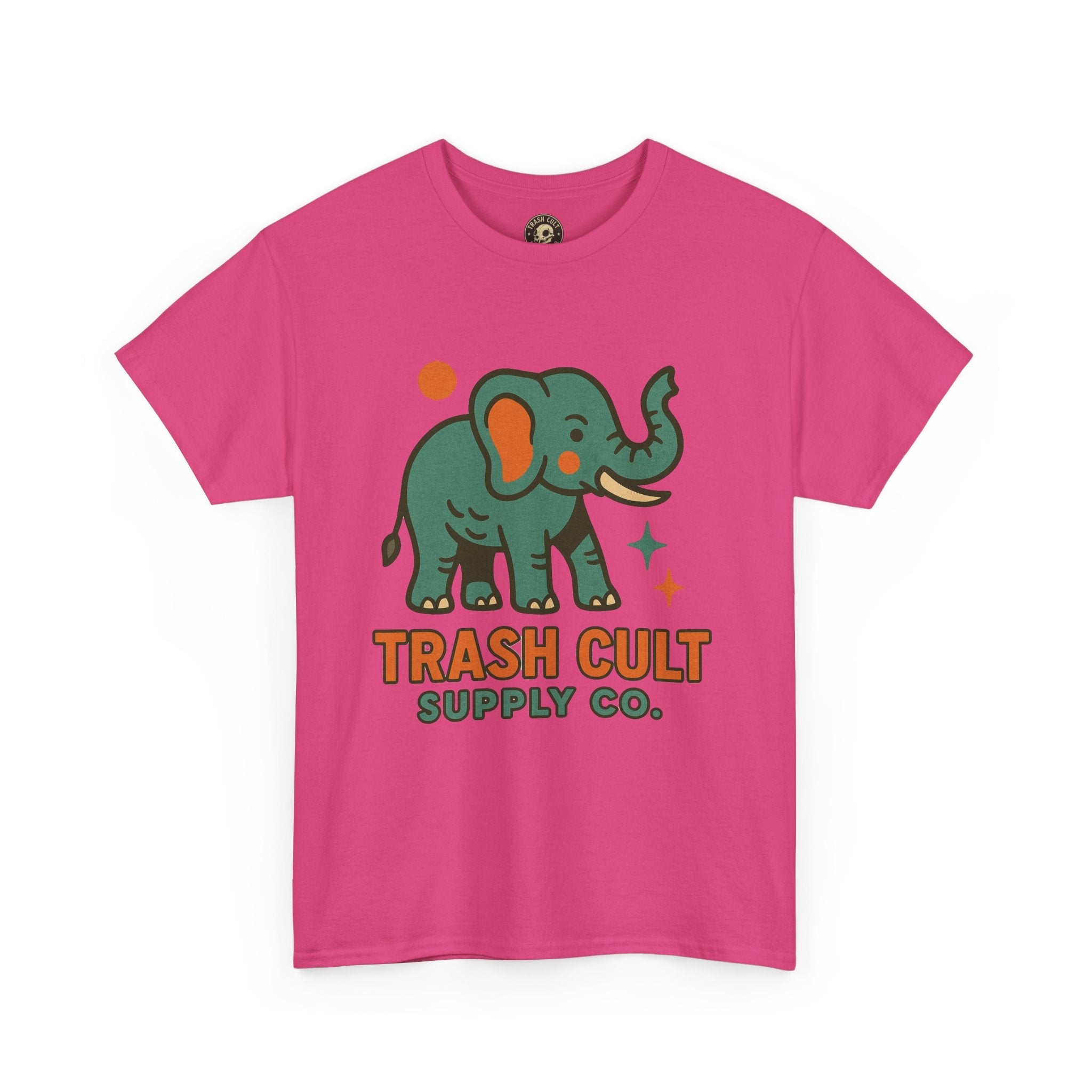 Trash Cult Elephant Unisex Heavy Cotton Tee, Eco-Friendly Shirt, Cool Casual Tee, Gift for Animal Lovers, Vintage Style T-Shirt