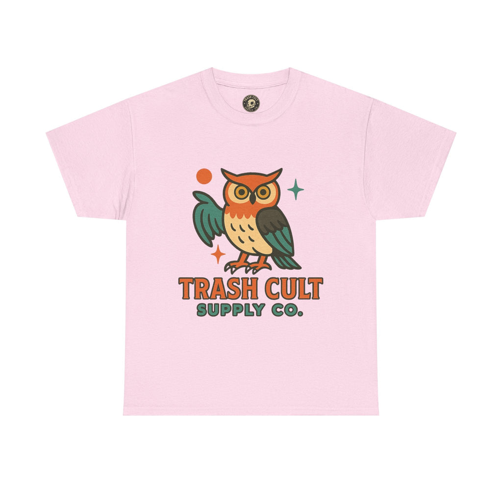 Vintage Owl Graphic Tee, Unisex Heavy Cotton Tee, Trash Cult Shirt, Nature Lover Gift, Eco-Friendly Apparel