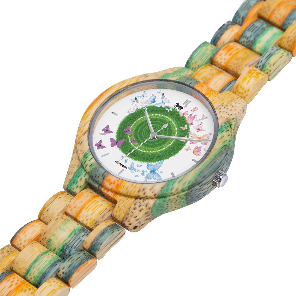 884. Camouflage Wooden Watch - Green&Blue