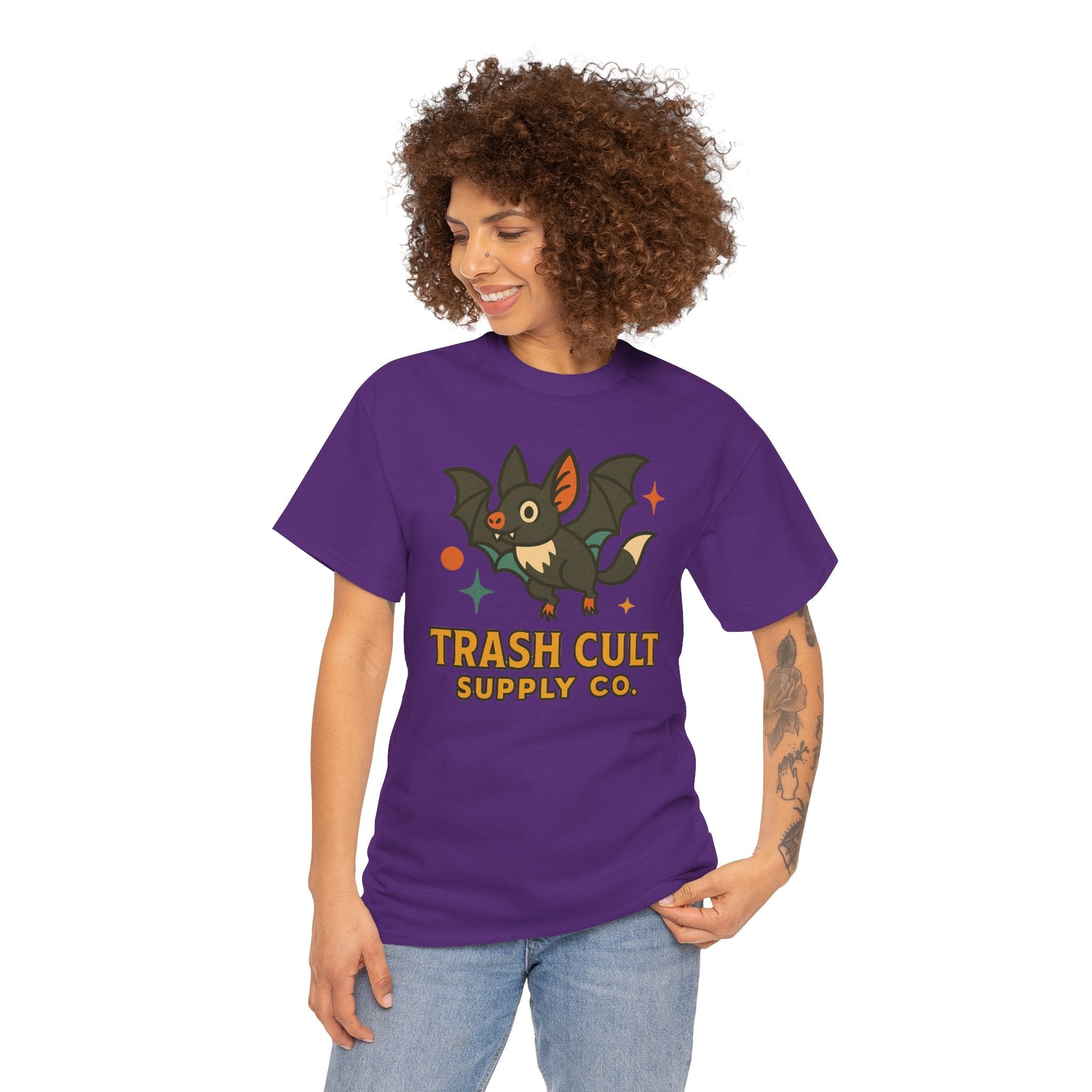 Trash Cult Supply Co. Unisex Heavy Cotton Tee - Fun Graphic Tee for Casual Wear, Perfect Gift for Bat Lovers, Halloween T-Shirt, [...]