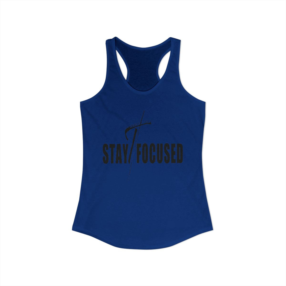 Womens Fitness Tank Top Graphic T-shirt - Stay Focused Black Print
