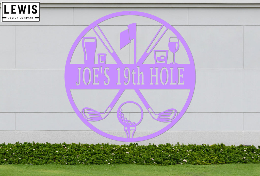 Golf 19th Hole Custom Name Metal Sign | Personalized Golf Bar Decor