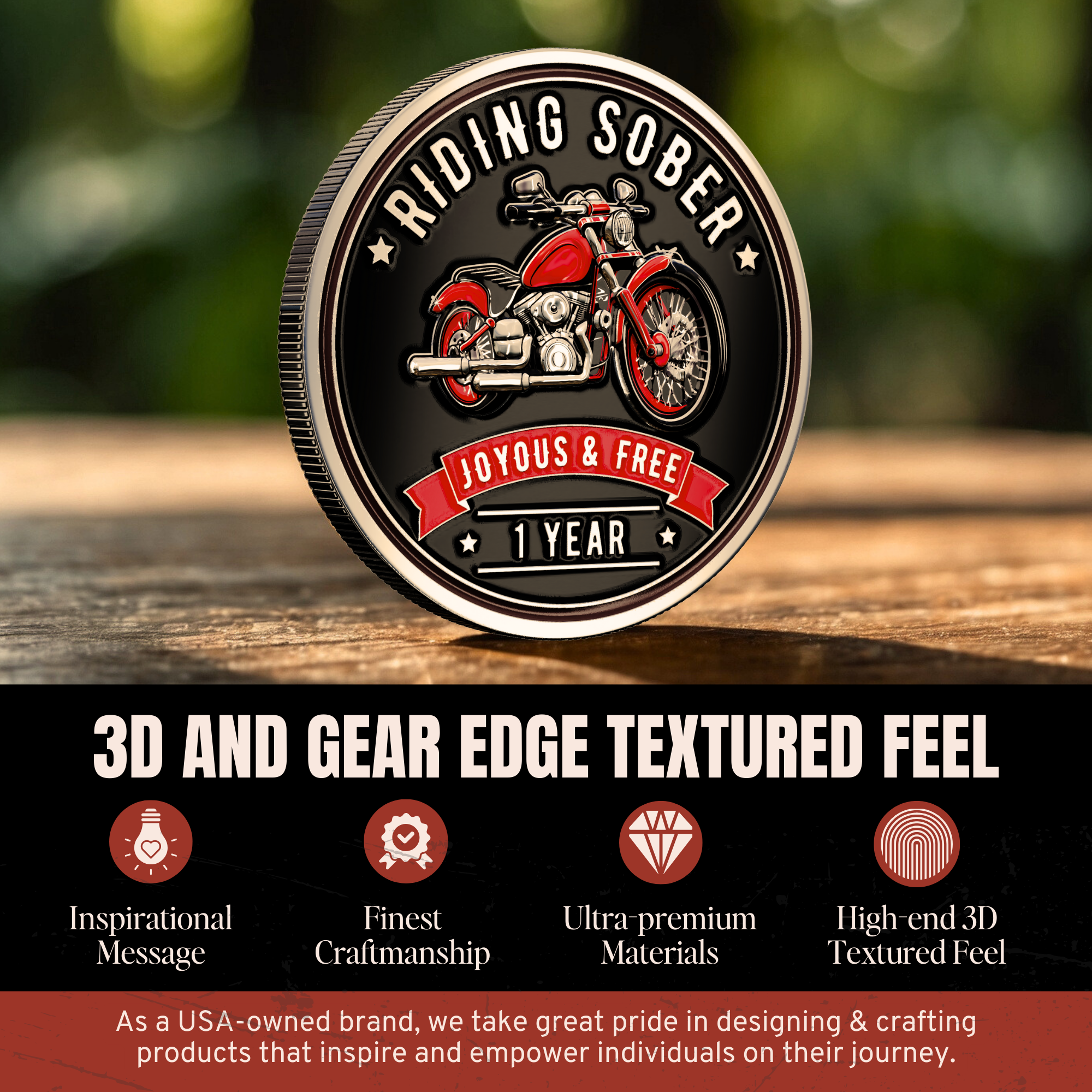 Riding Sober Recovery Affirmation Coin
