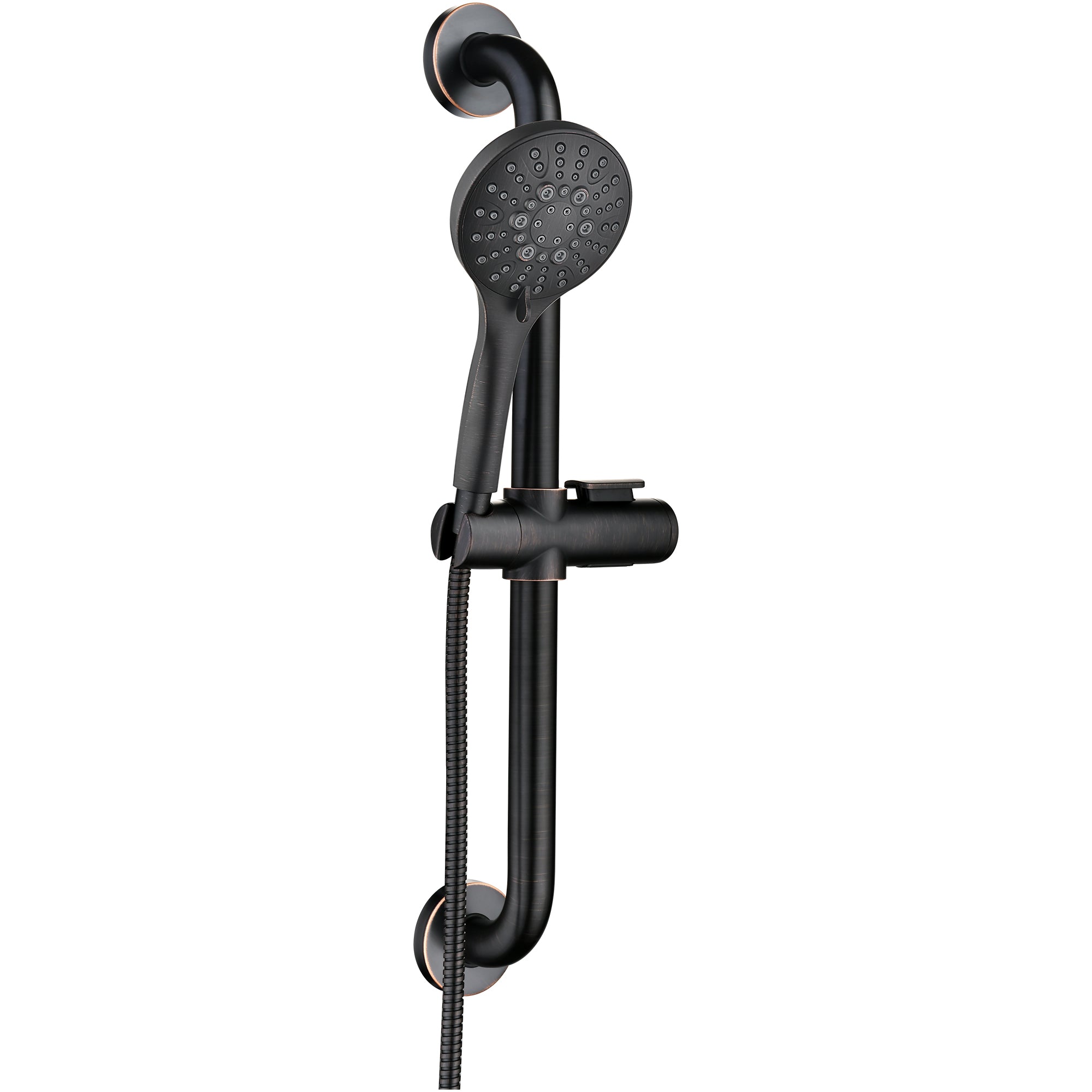 Stainless Steel Slide Bar Grab Rail Set  Includes Handheld Shower Head and 69'' Hose