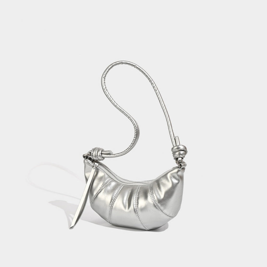 Small crossbody croissant bag, spring and summer girls casual simple solid color crossbody bag, daily commuting small shoulder bag