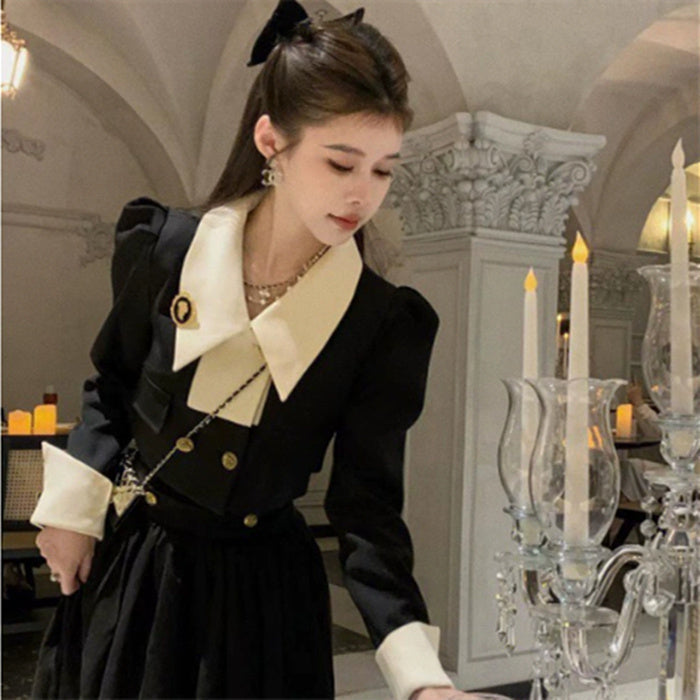 Graceful And Fashionable Color 2pc. Contrast Patchwork Small High Waist Skirt