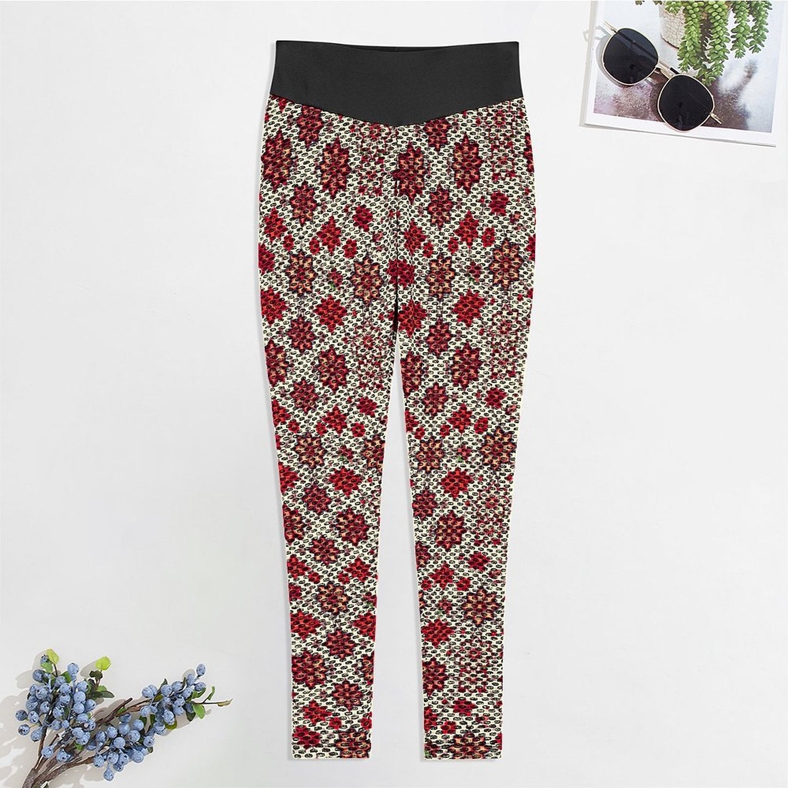 Munsieur Custom Printed Honeycomb Textured Yoga Leggings for Women