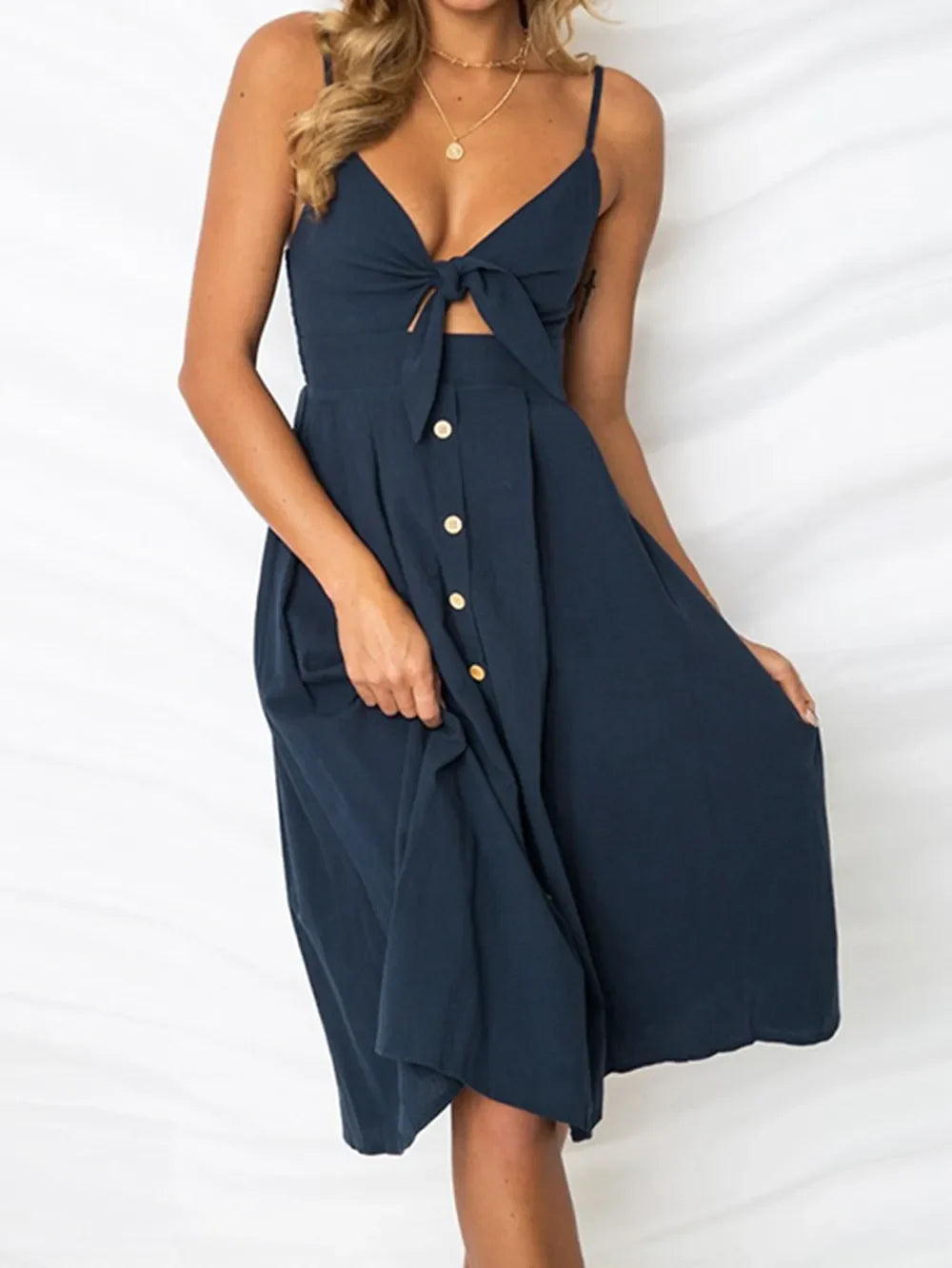 Cutout Smocked Neck Cami Dress