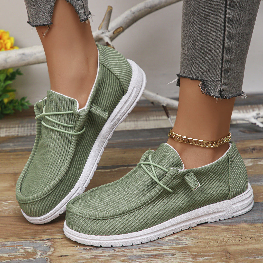 Round Toe Canvas Flats Boots