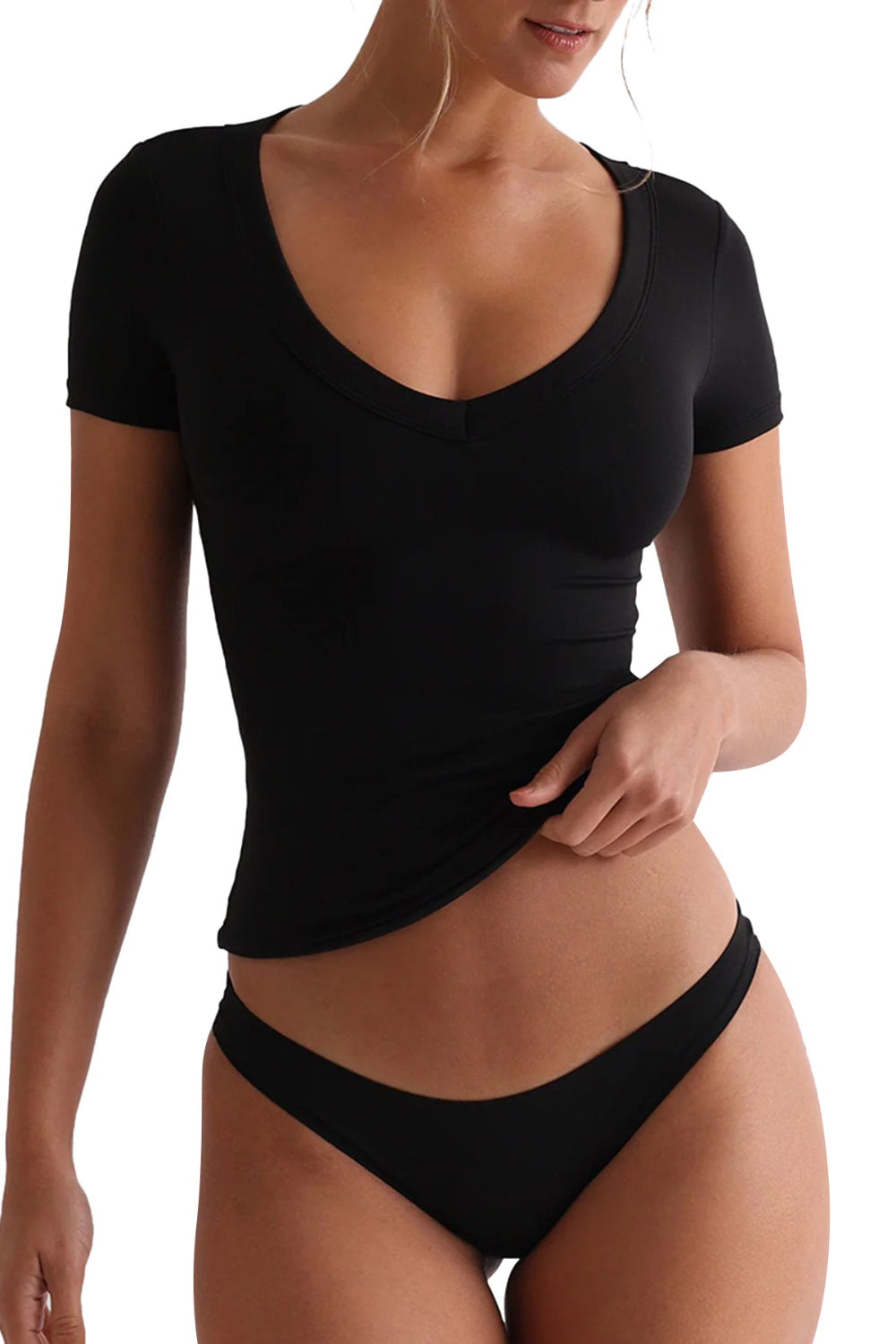 Women's Scoop Collar Fitted T-Shirt