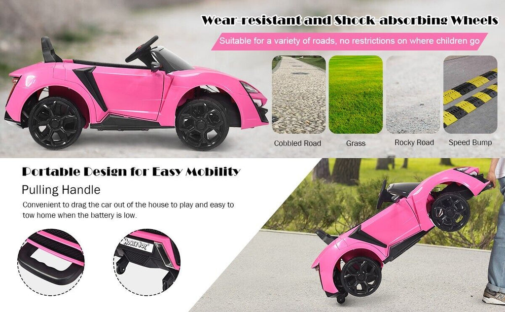 2-Door 12V RC Electric Ride-On Car for Kids with Music and Lights