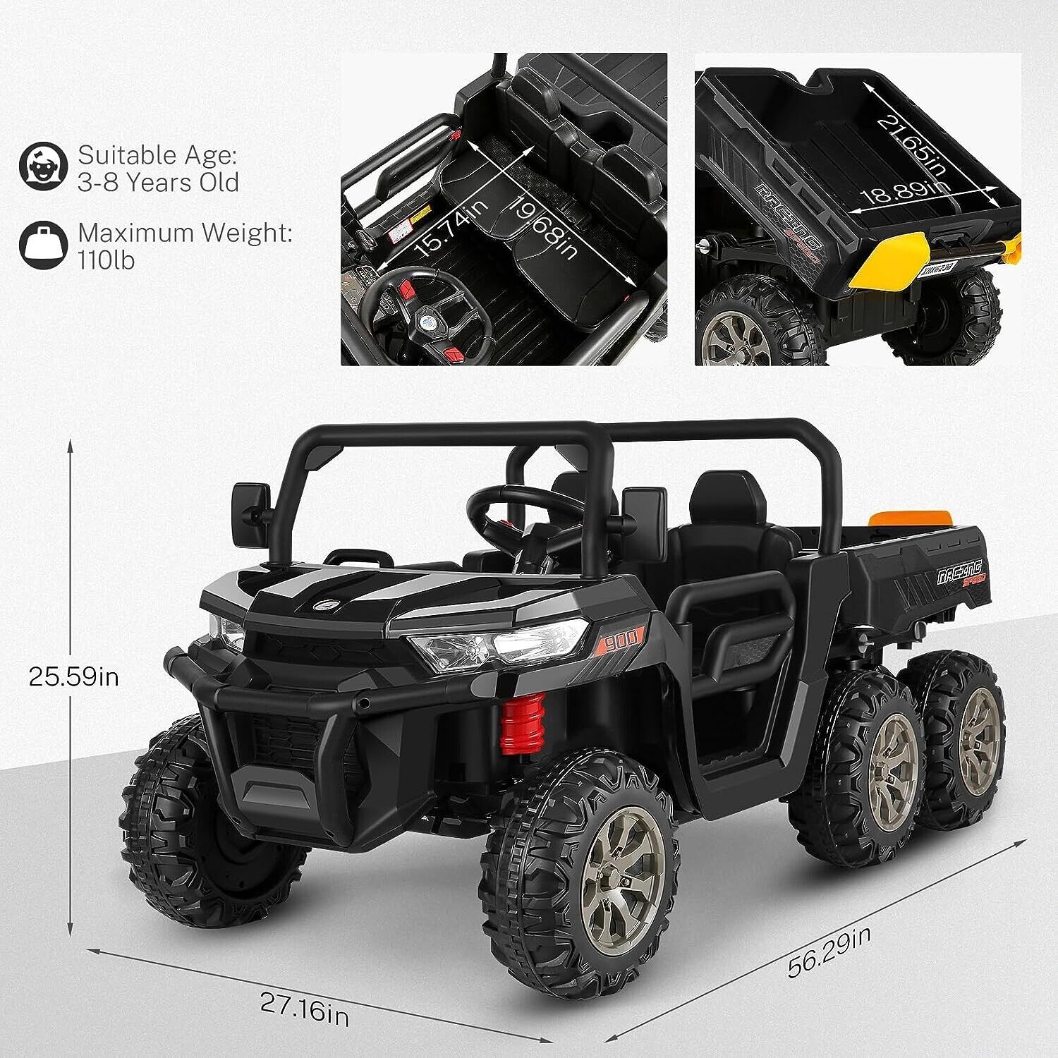 2-Seater Dump Truck Ride-On Toy with 24V Battery Power and 6 Wheels for Kids - Top Pick for Electric Fun!