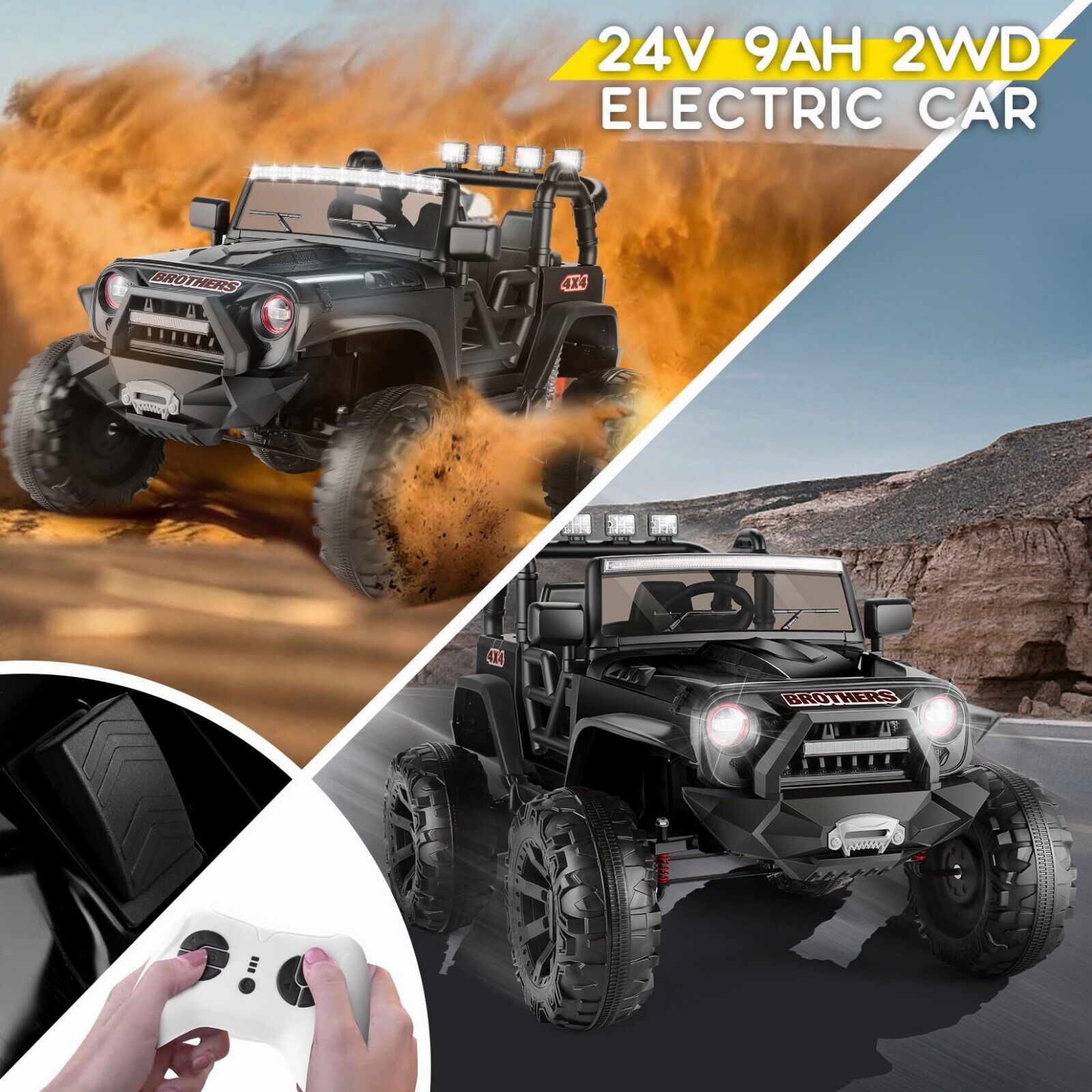 2-Seater 24V/12V Electric Ride-On Truck for Kids with Bluetooth and 2x200W Motors - 77 New Features!