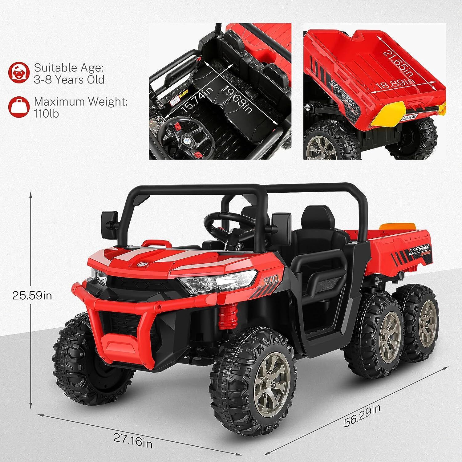 Premium 2 Seater Electric Car for Kids with Remote Control and 4WD - 24 Volt, 300W