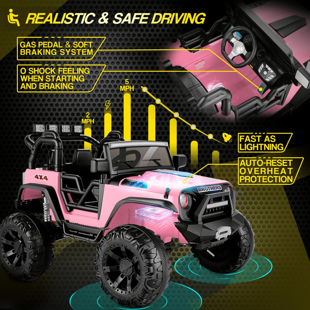2-Seater 24V Electric Ride-On Truck for Kids with Bluetooth and 2x200W Motors - 103 Features Included