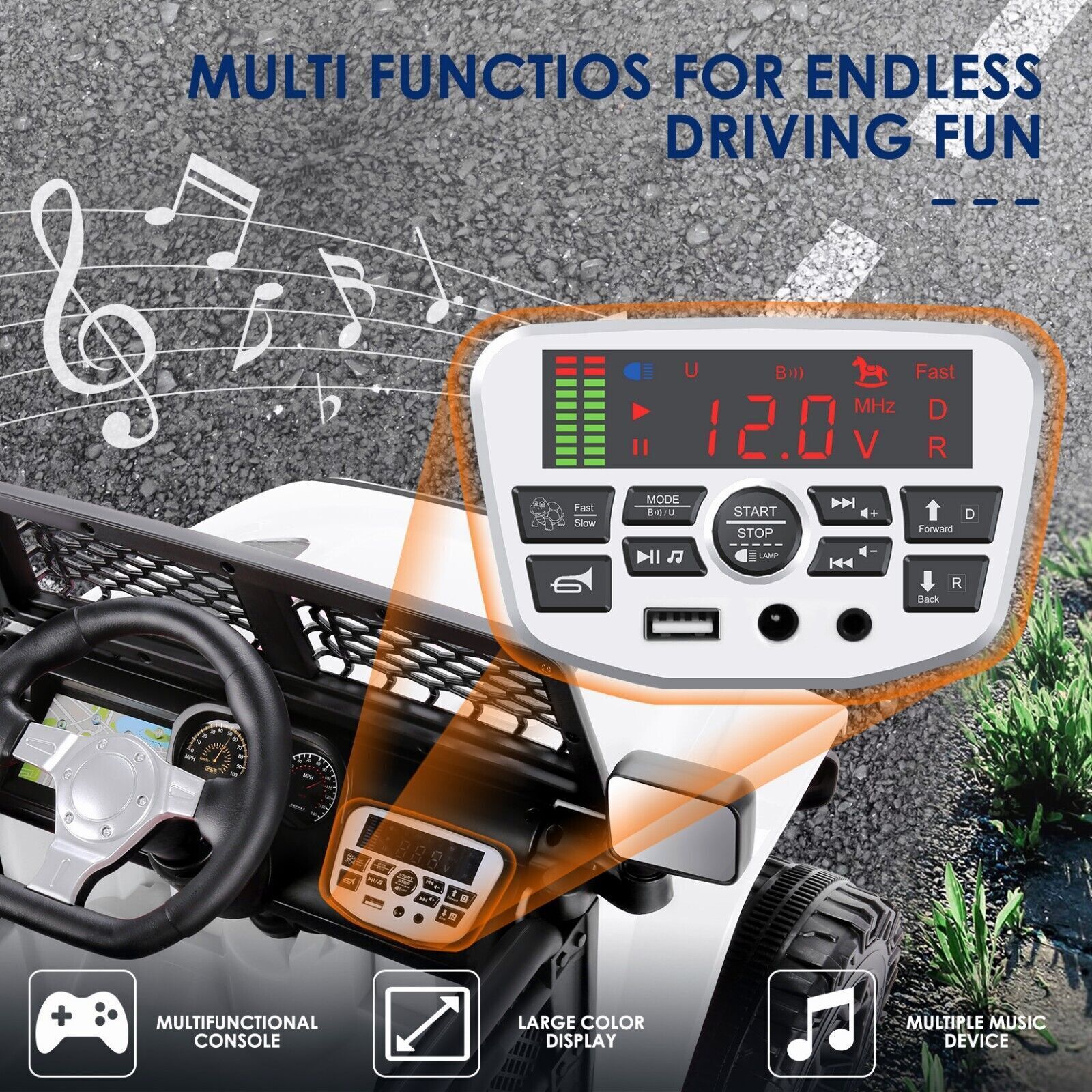 2-Seater Electric Ride-On Truck for Kids with Bluetooth and Parental Remote Control - 24V