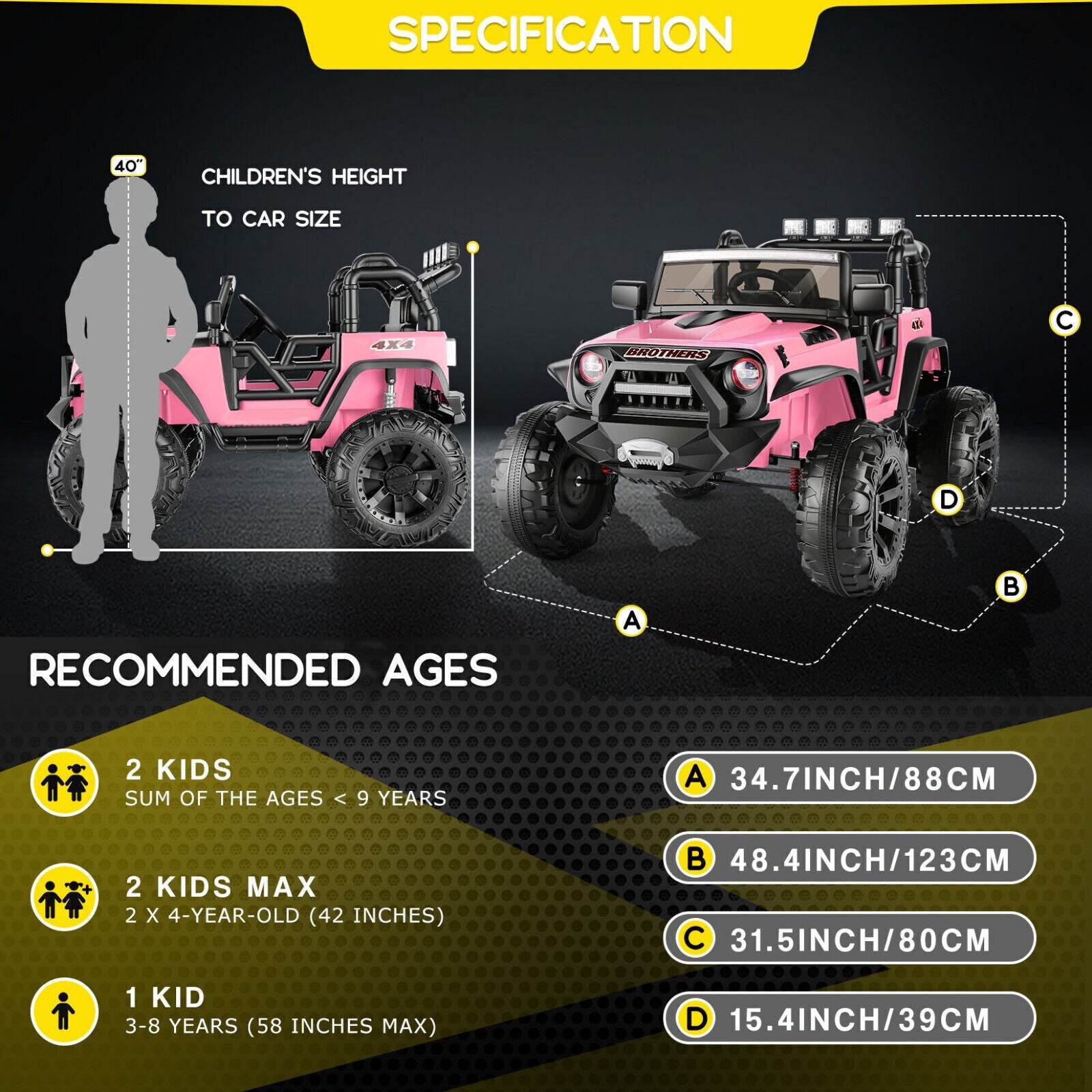 2-Seater 24V Electric Ride-On Truck for Kids with Bluetooth and Remote Control
