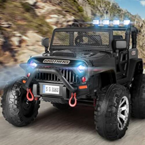 2-Seater 24V Electric Ride-On Truck with LED Lights, MP3 Player, and 3 Speed RC Control