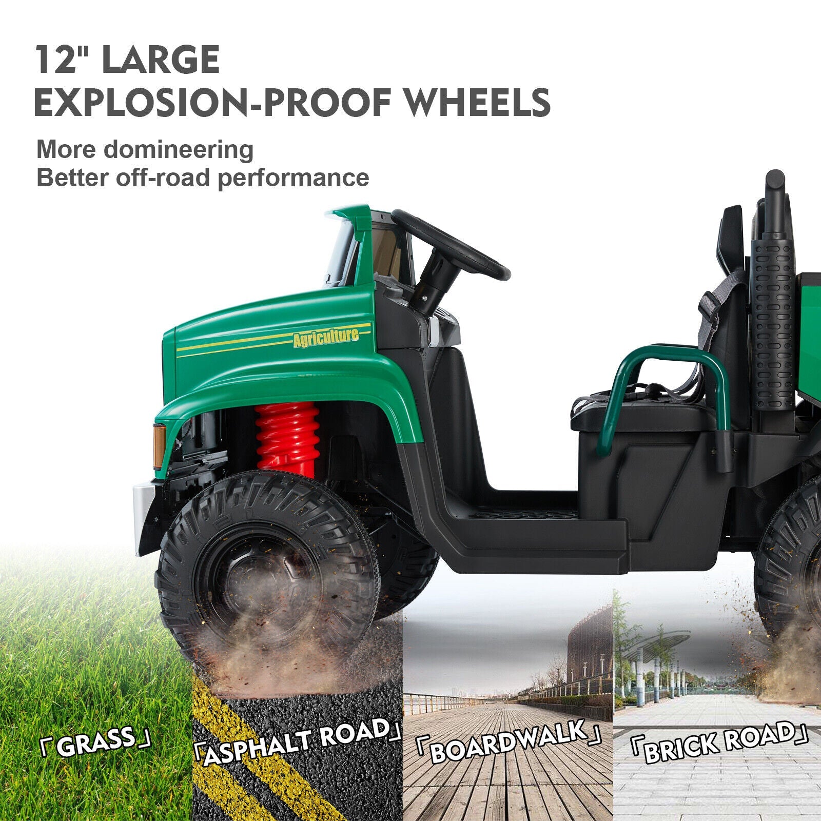 2-Seater Electric Ride-On Tractor with Dump Bed and 3-Speed RC - 24V Battery Powered Toy Car
