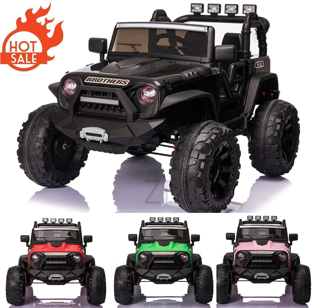 2-Seater 24V Kids Ride-On Truck with Remote Control, LED Lights, and 3-Speed Options