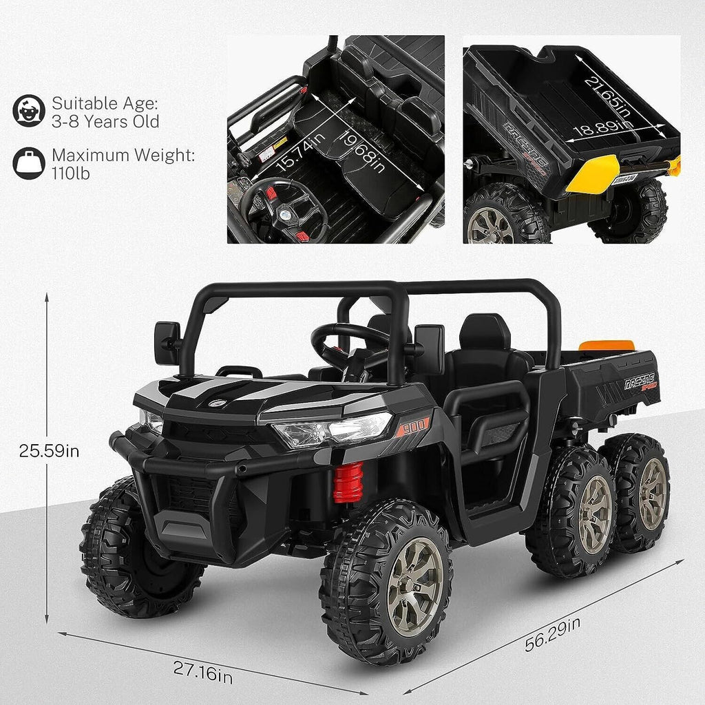 2-Seater Electric Dump Truck Toy with 24V Battery Power and 6 Wheels for Kids