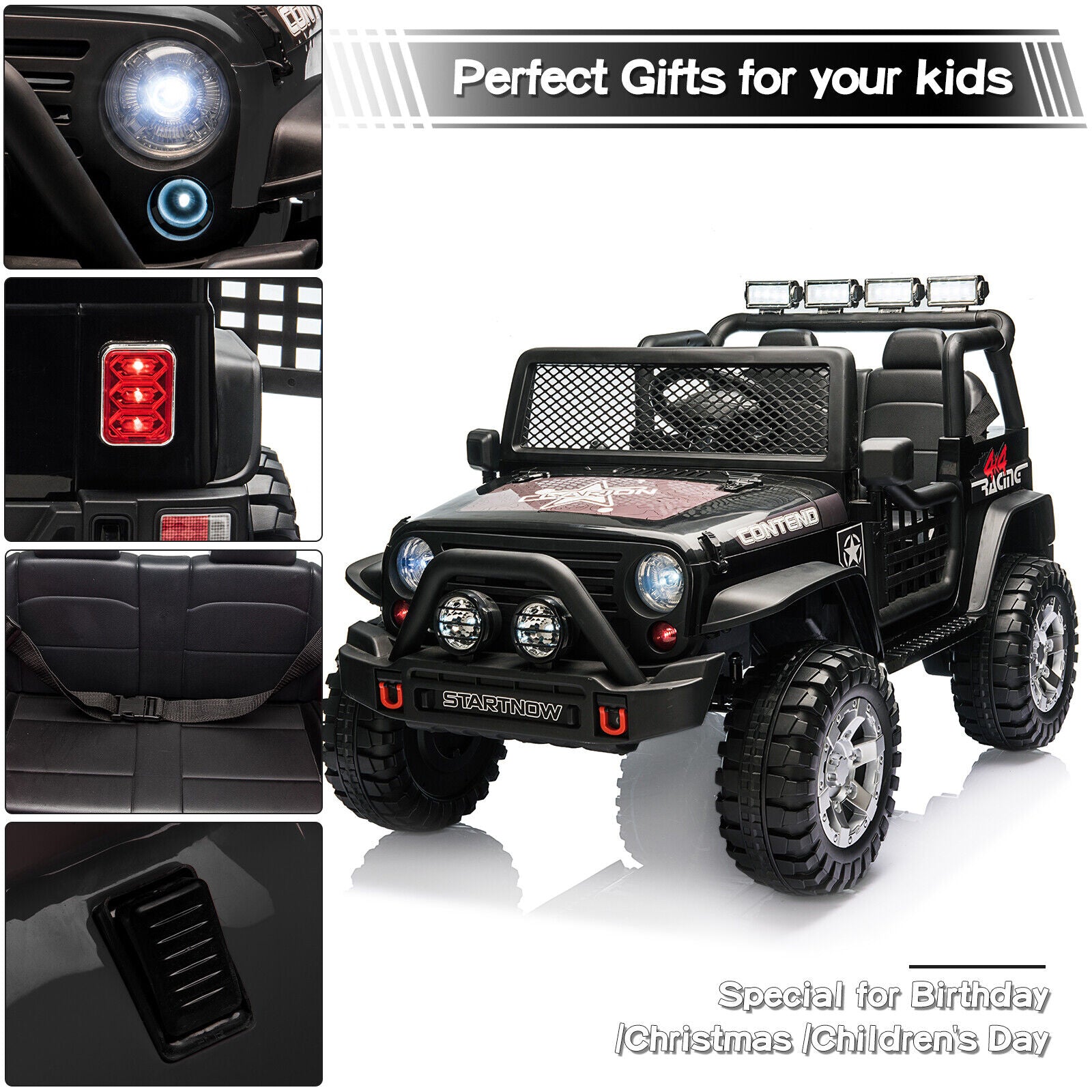 2-Seater Electric Jeep Car Toy for Kids with Remote Control - 12V Ride-On Truck