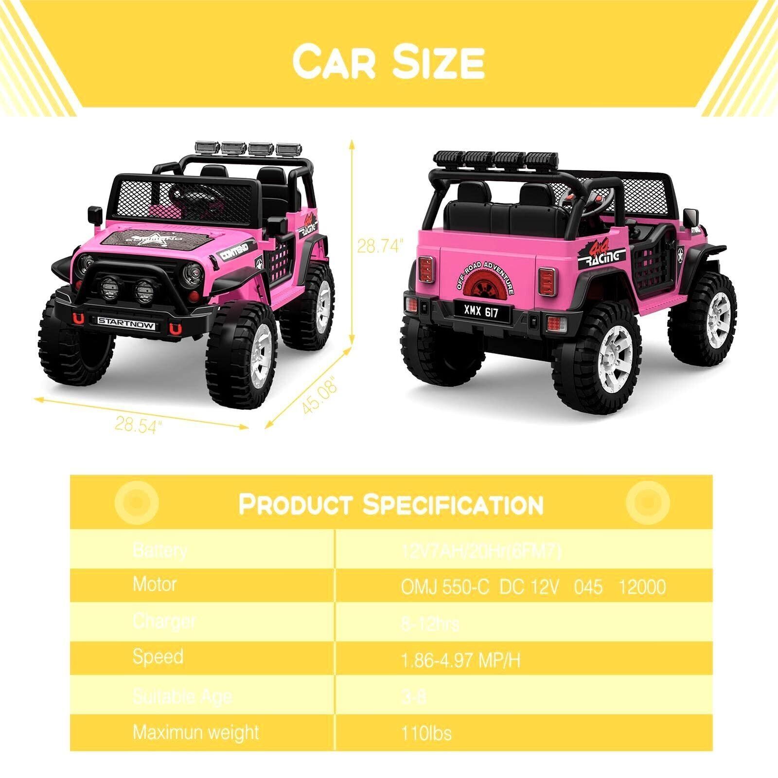 2-Seater Electric Kids Ride-On Car with LED Lights and MP3 Player - Perfect Xmas Gift!