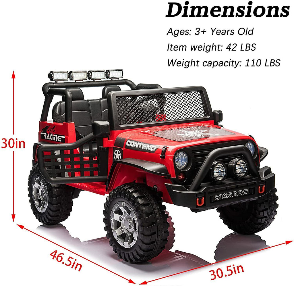 2-Seater Electric Ride-On Car for Kids with RC Control, MP3 Player, and Realistic Jeep Design