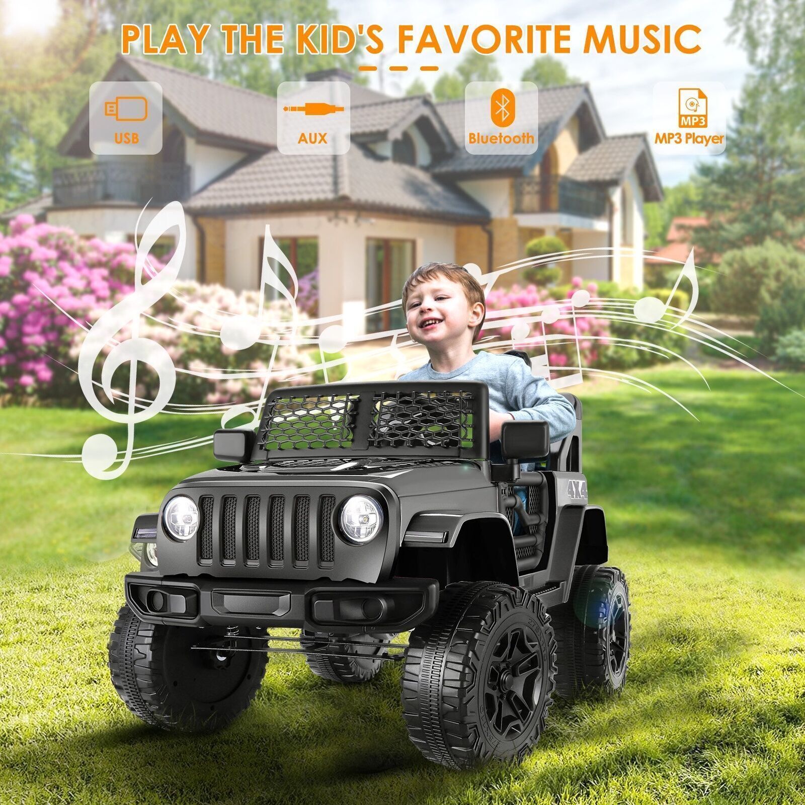 2-Seater 12V Electric Ride-On Car with Remote Control for Kids - Toy Truck with 2.4G Power Wheels