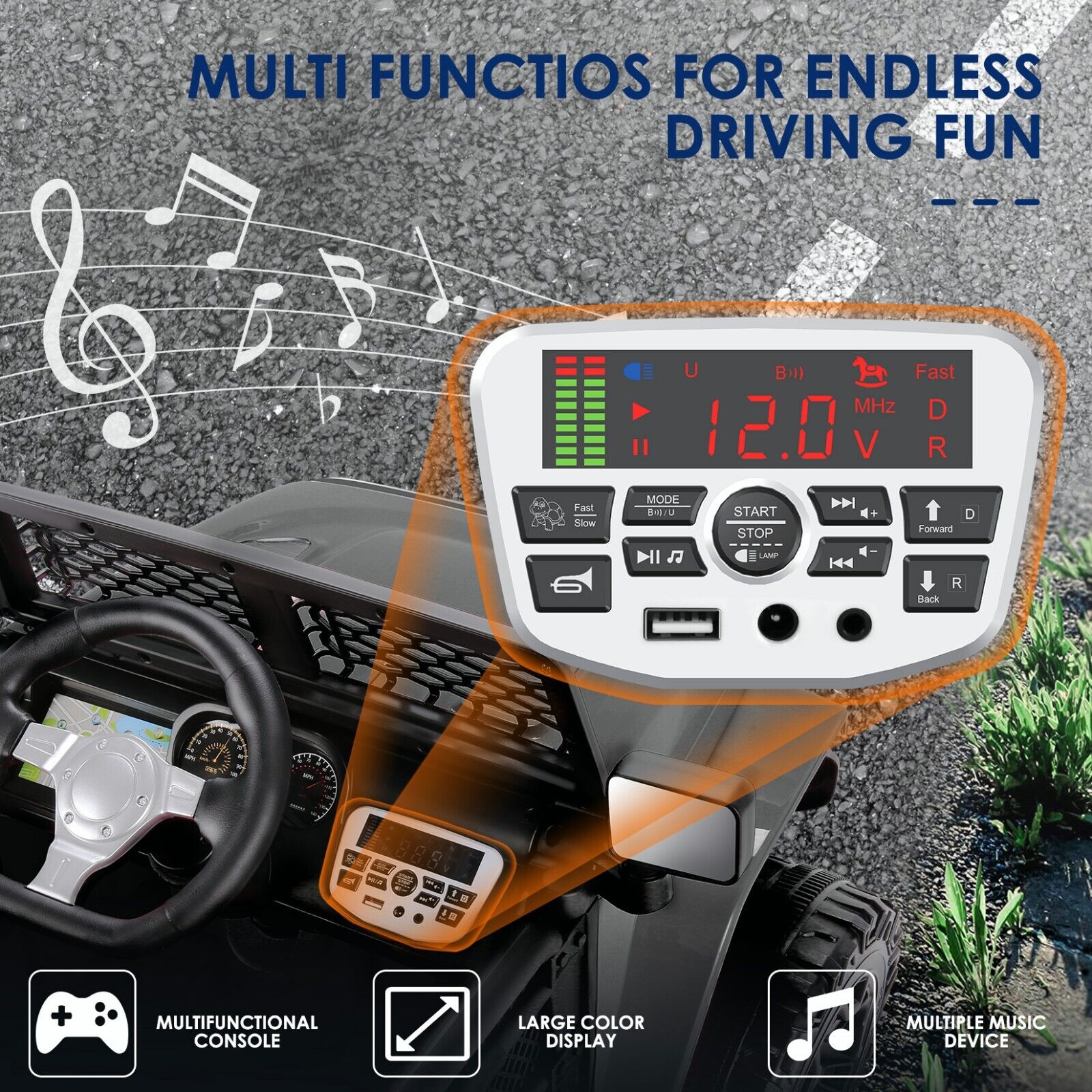12V Electric Kids Ride On Car with Remote Control and MP3 Player - Perfect Gift for Little Drivers!