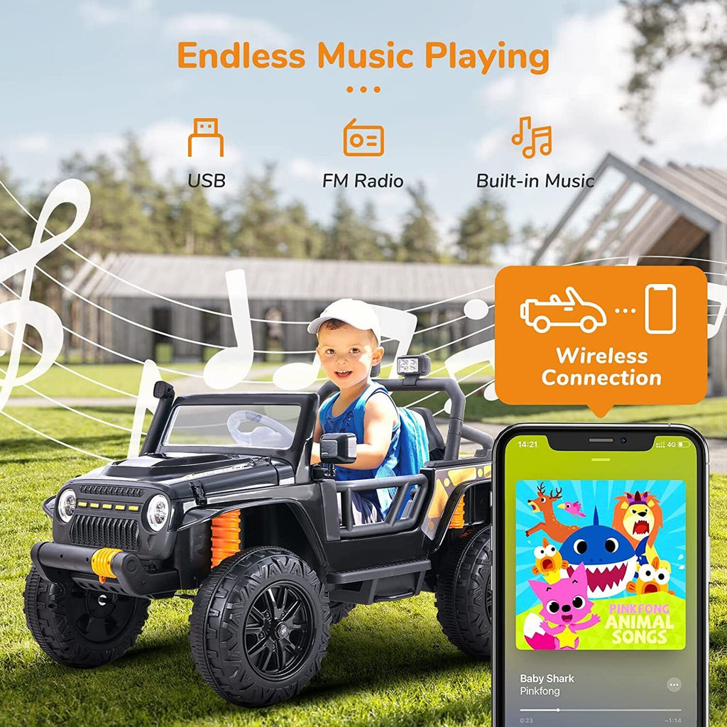 2-Seater Electric Ride-On Car for Kids with Remote Control and Music - 12V Battery Powered