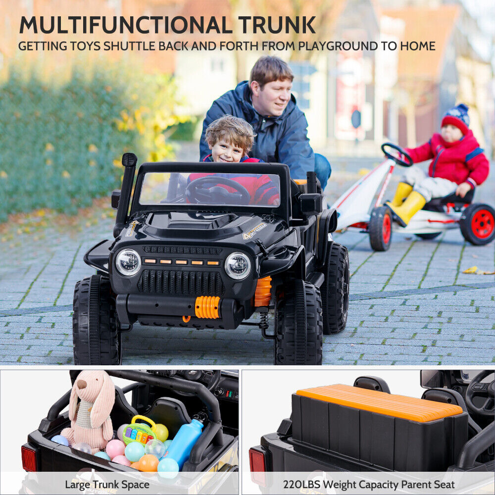 2-Seater Electric Ride-On Car for Kids with Remote Control and Music - 12V Battery Powered