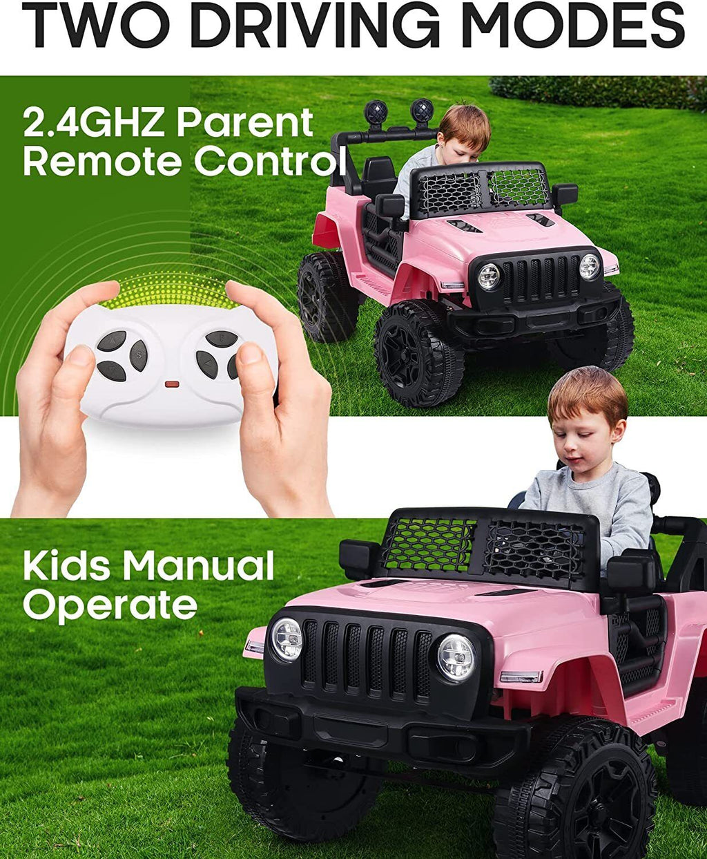 2-Seater Electric Ride-On Jeep for Kids with Remote Control - 12V 7AH