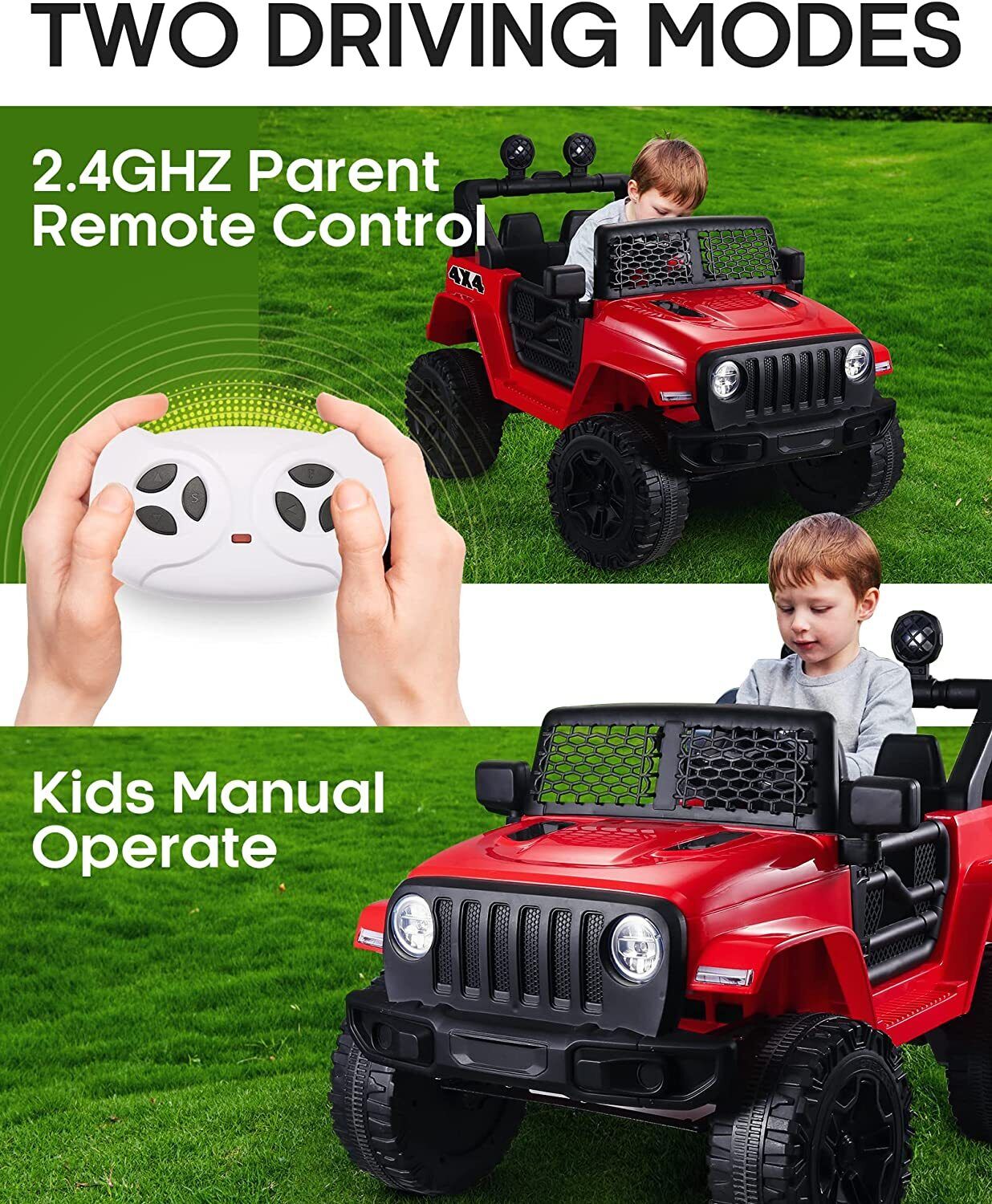2-Seater 12V Ride-On Truck with Remote Control for Kids