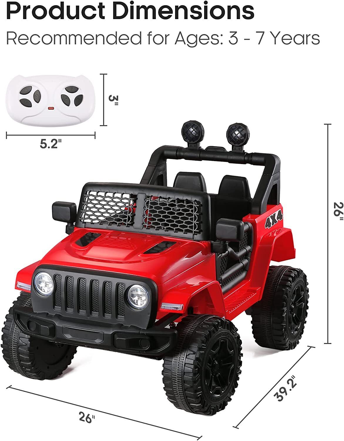 2-Seater 12V Ride-On Truck with Remote Control for Kids - Perfect for Xmas!