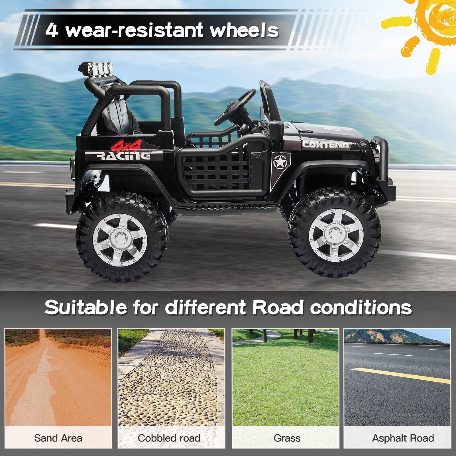 2-Seater Electric Ride-On Jeep for Kids with Remote Control - 12V Toy Truck