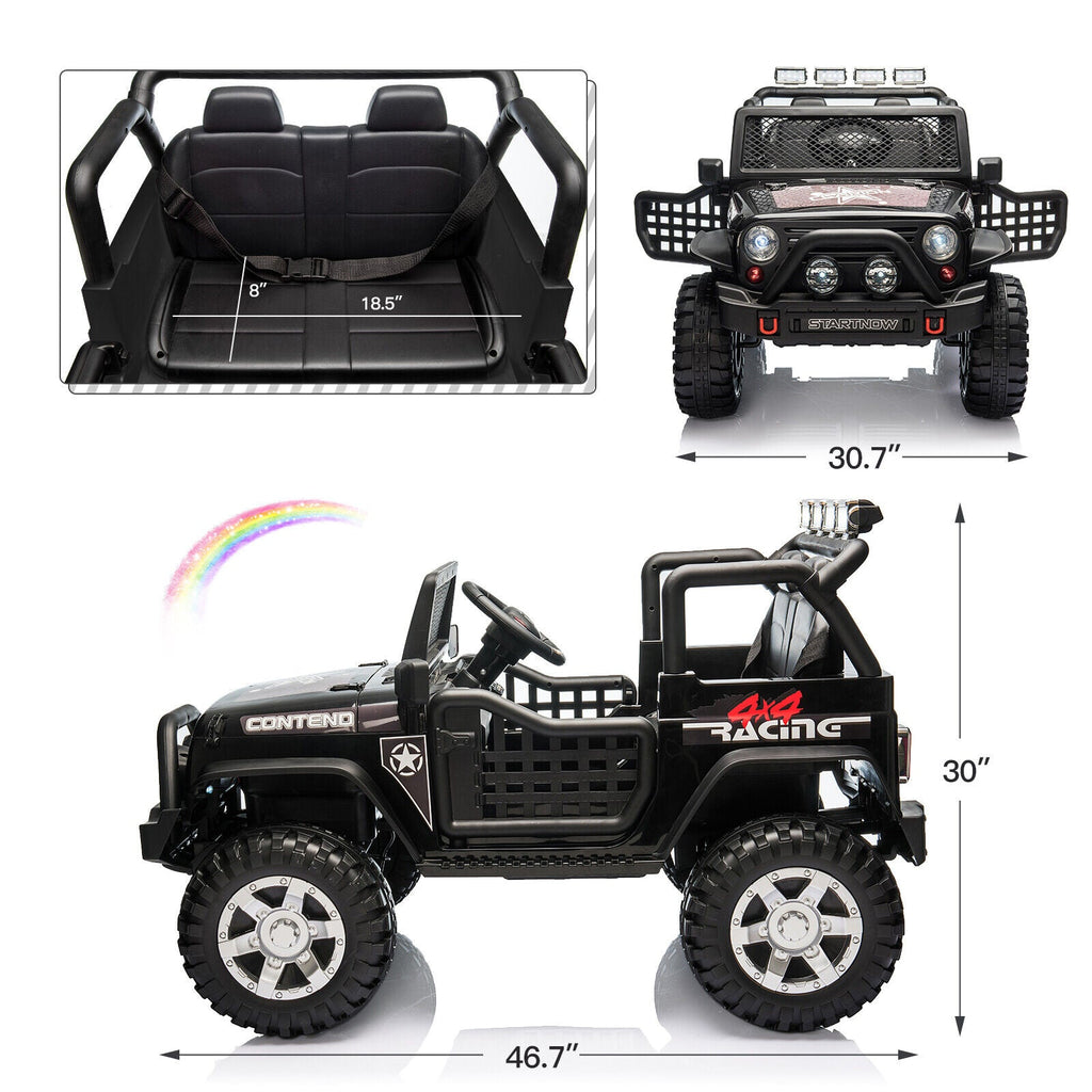 2-Seater Electric Ride On Jeep Toy with USB, Bluetooth, and Remote Control for Kids (12V)