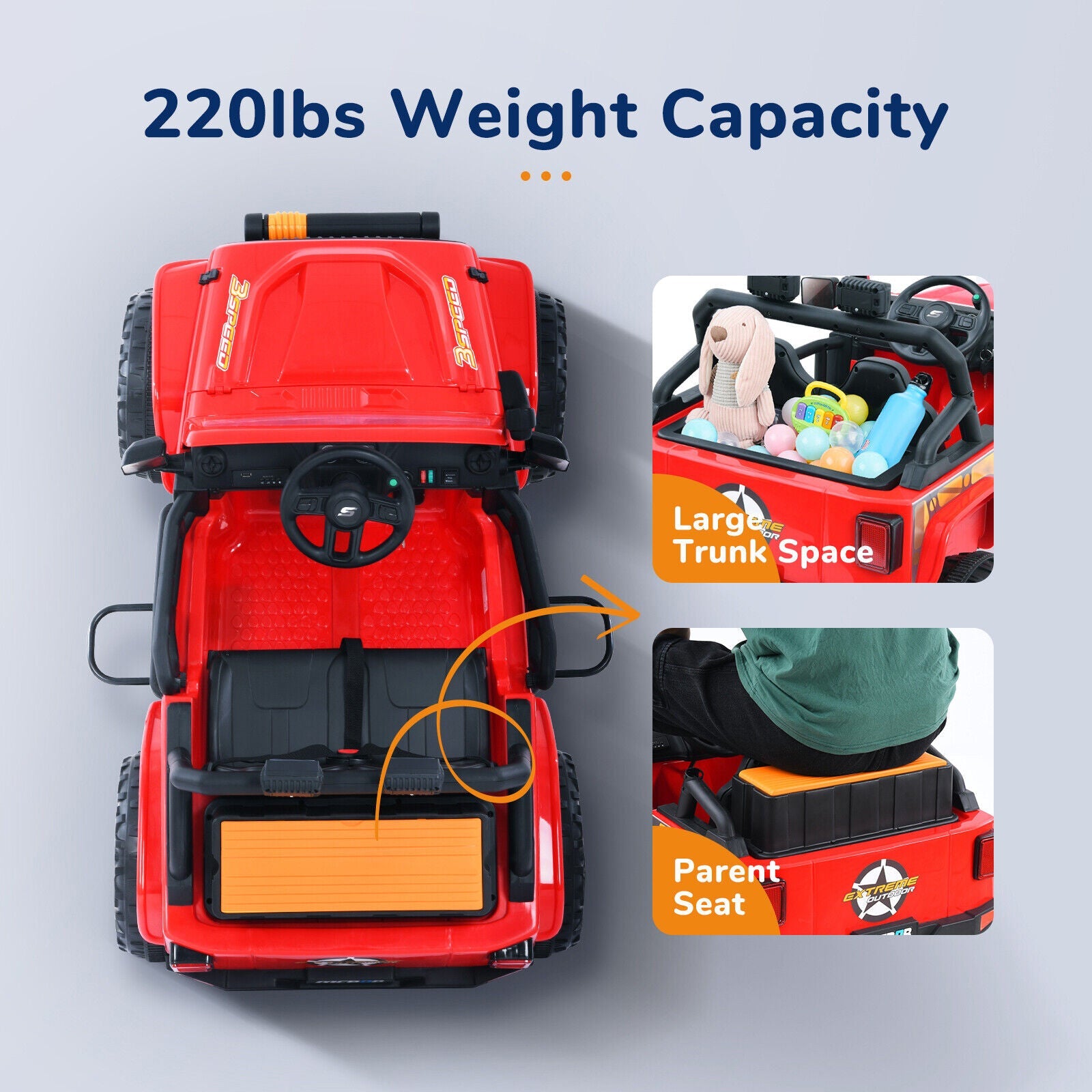 Kids Electric Ride-On Truck with Remote Control and Bluetooth Connectivity