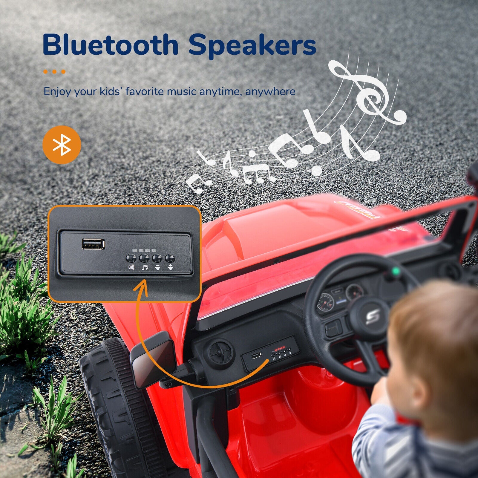Parent-Child Ride-On Truck with Remote Control, FM Radio, and Bluetooth Connectivity