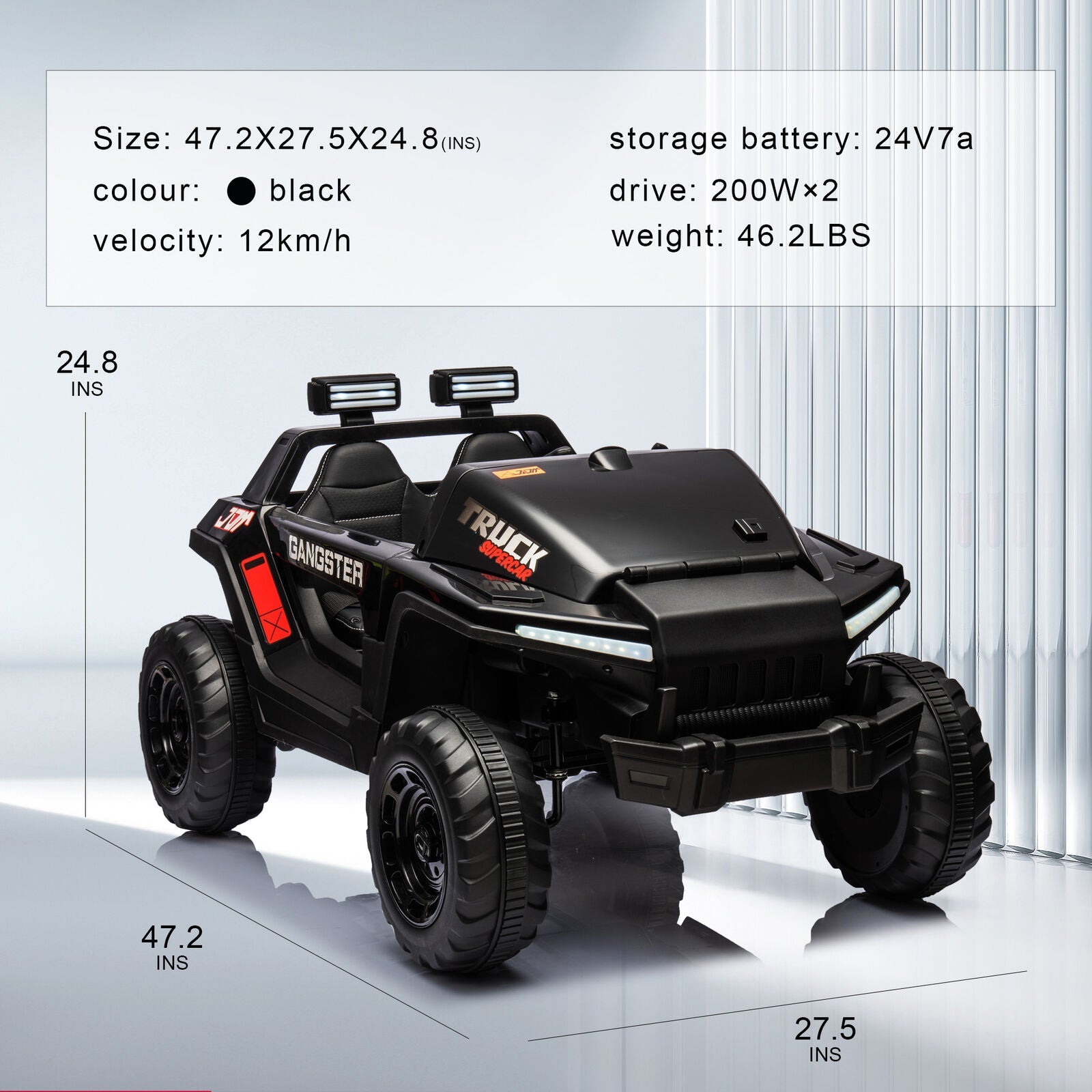 2-Seater Electric Ride-On Toy Truck with MP3 and Remote Control for Kids (24V)