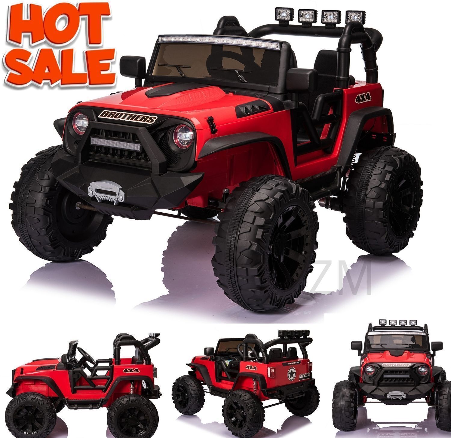2-Seater 24V Kids Ride-On Truck with Remote Control, LED Lights, and 3-Speed Options