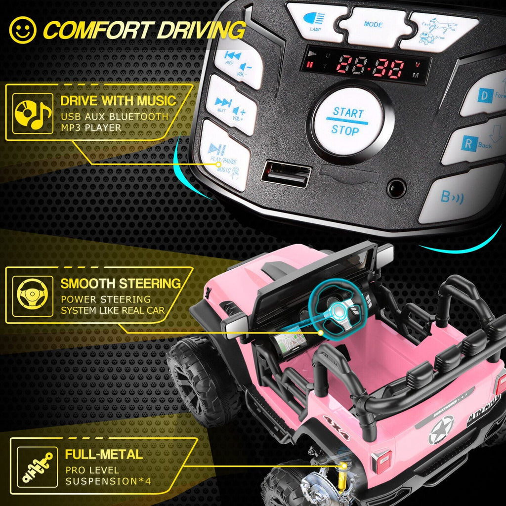 400W Electric JEEP Ride-On Car for Kids with Bluetooth, Remote Control, and LED Lights