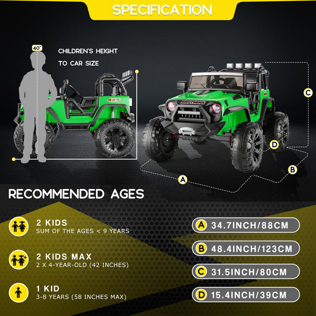 2-Seater 24V Electric Ride-On Truck with Bluetooth and Remote Control - 400W Power for A+ Fun!