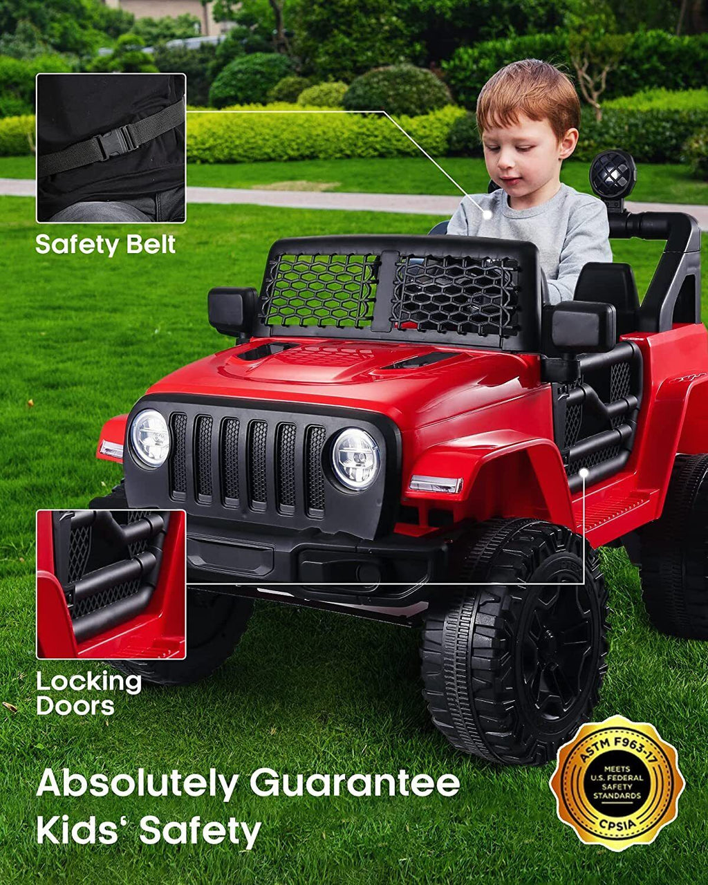 Electric Ride-On Truck for Kids with Remote Control, LED Lights, and MP3 Player - 12V Battery Powered
